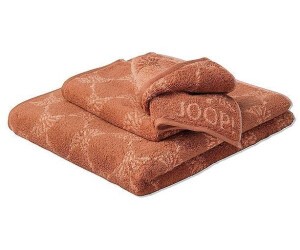 Ręcznik JOOP! Cornflower 1611 38 Kupfer w kolorze miedzianym z eleganckim wzorem chabru, wykonany z miękkiej bawełny o gramaturze 600 g/m²