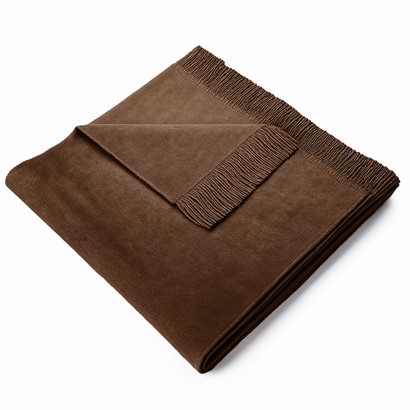 Koc na fotel 50x200 czekoladowy z frędzlami – Moca Design