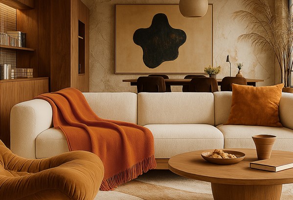 Koc Moca Design 150x200 pomarańczowy z frędzlami – narzuta na łóżko