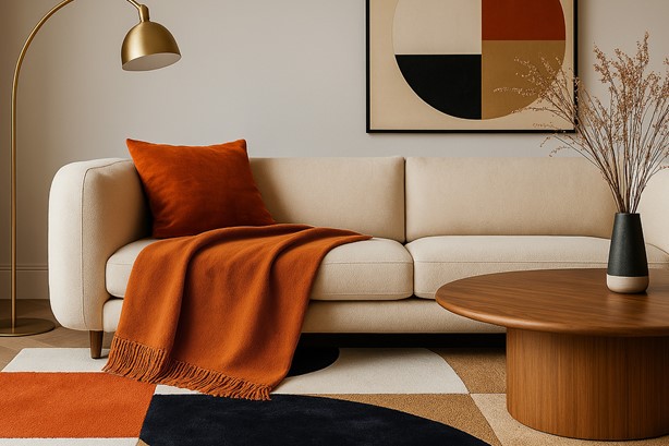 Koc Moca Design 150x200 pomarańczowy z frędzlami – narzuta na łóżko