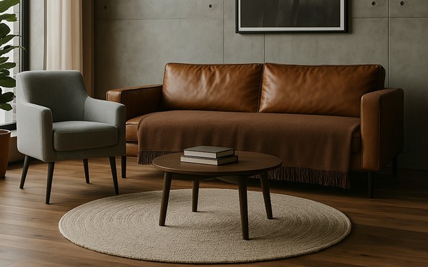 Koc na fotel 50x200 czekoladowy z frędzlami – Moca Design