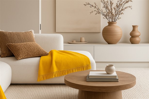 Koc Moca Design 150x200 żółty z frędzlami – narzuta na łóżko