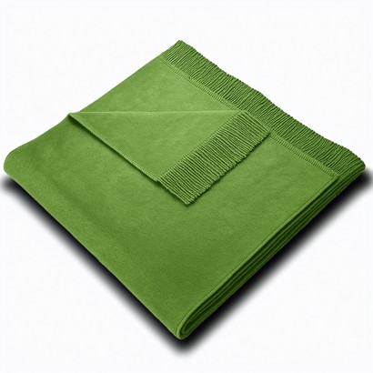 Koc na fotel 50x200 oliwkowy z frędzlami – Moca Design
