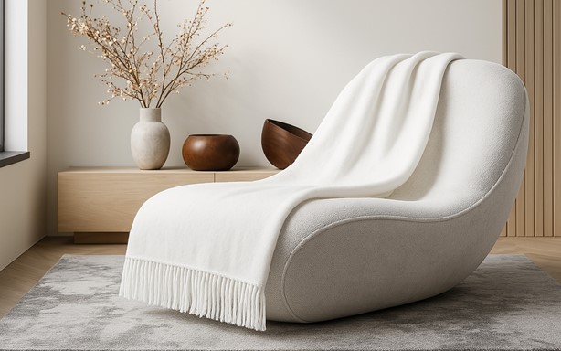 Koc Moca Design 150x200 biały z frędzlami – narzuta na łóżko